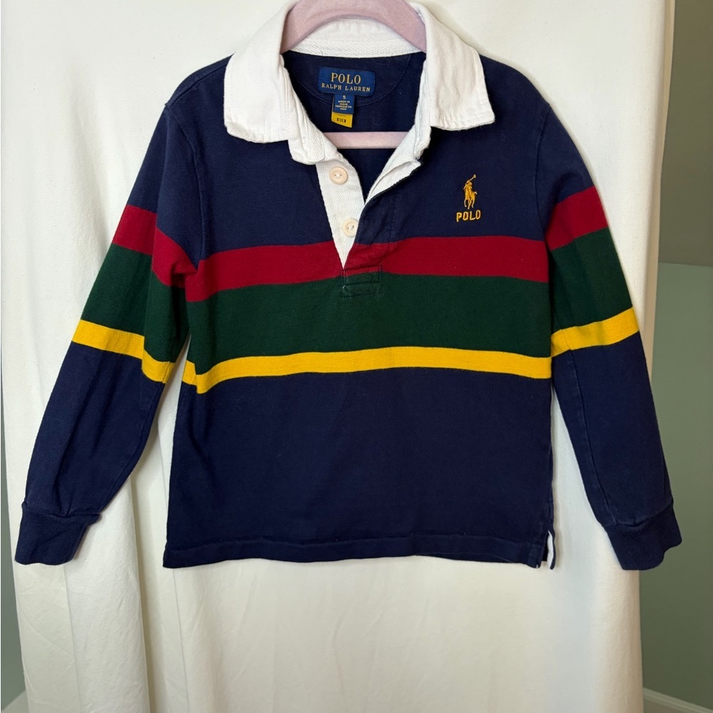Polo by Ralph Lauren Kids' Navy Striped Rugby Shirt size 5